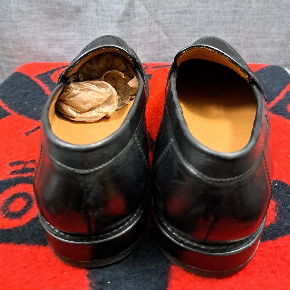 %Size 10 Alan Payne Black Leather Dress Penny Loafers Men's Shoes / D5 - Picture 4 of 13